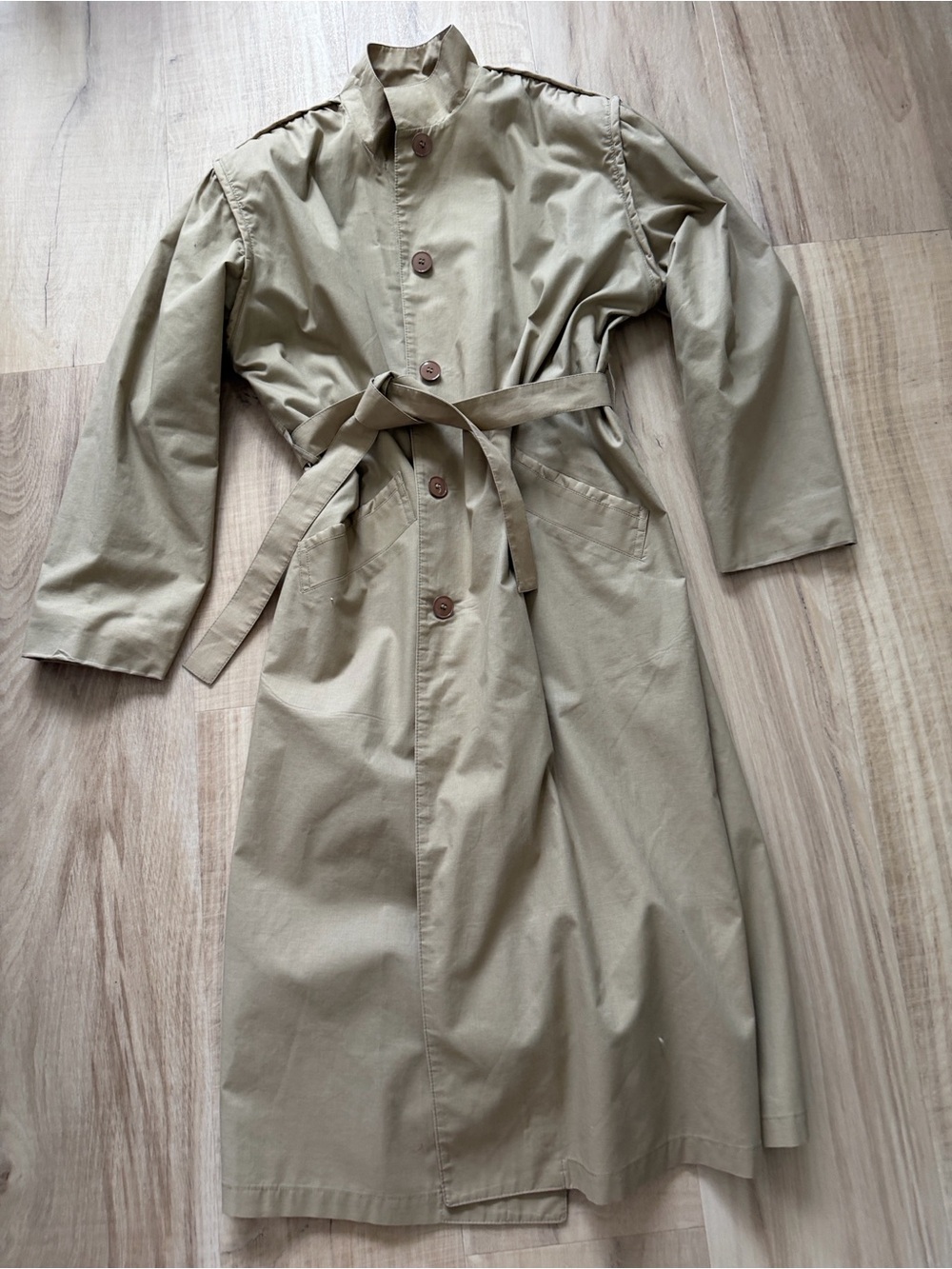 VTG Misty Harbor Beige Belted Trench Coat Size 12 Reg Classic Capsule Wardrobe